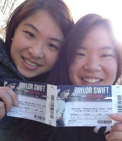 CNY JOY. Ng Hui Ern (left) and Hui Lin showing off their Taylor Swift concert tickets.
