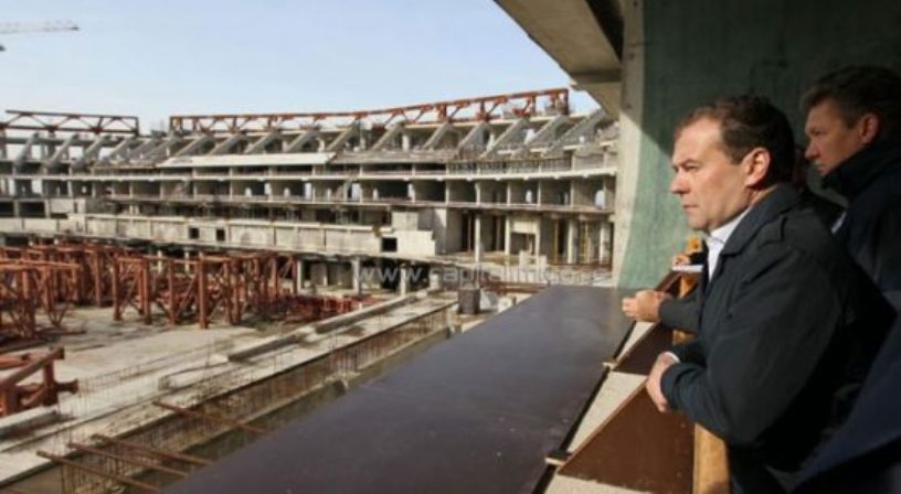 Russia scrambles after work halted at 2018 World Cup venue