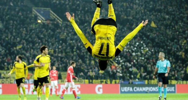 Aubameyang hat-trick fires Dortmund into quarters